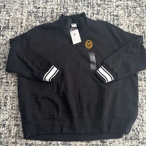 Nike Black Zip-Up Top with White and Gold Accents